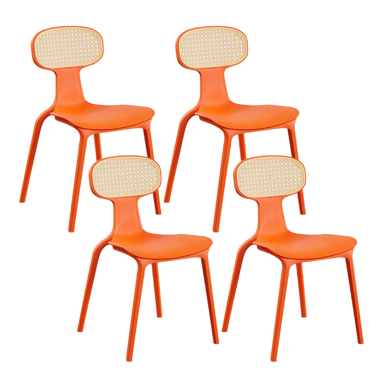 Contemporary Slat Back Plastic Armless Dining Chairs(Set of 4/8)