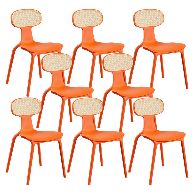 Contemporary Slat Back Plastic Armless Dining Chairs(Set of 4/8)