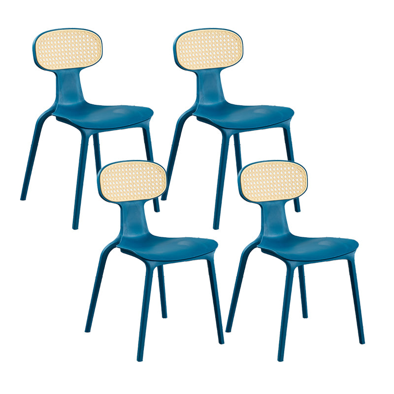 Contemporary Slat Back Plastic Armless Dining Chairs(Set of 4/8)