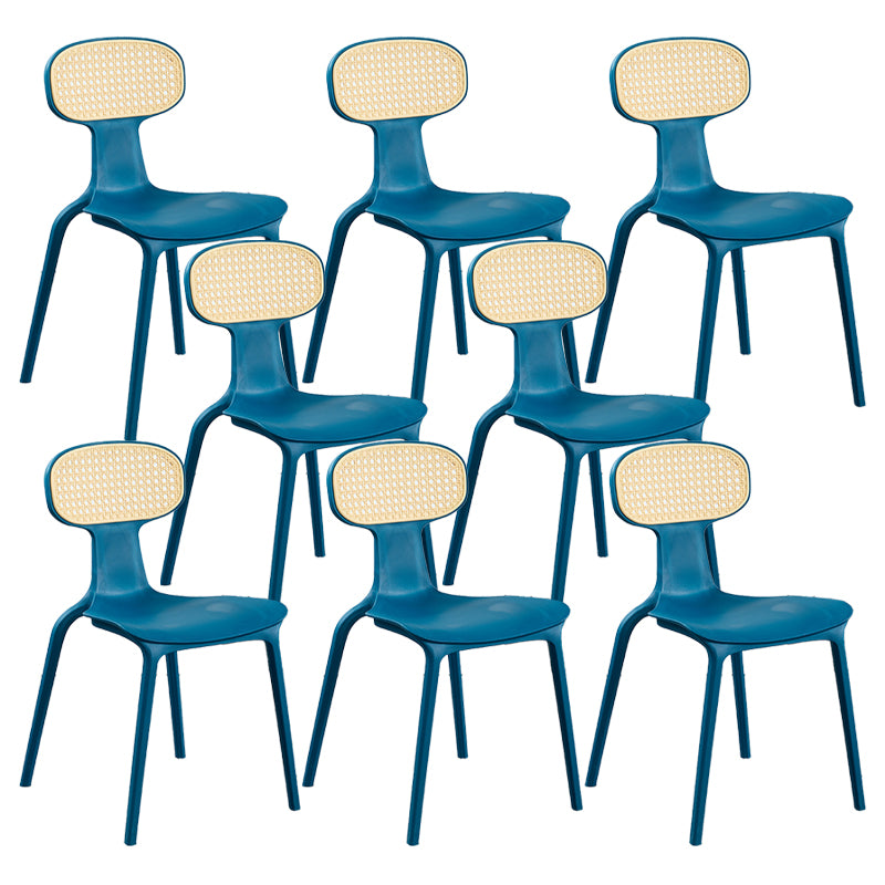 Contemporary Slat Back Plastic Armless Dining Chairs(Set of 4/8)