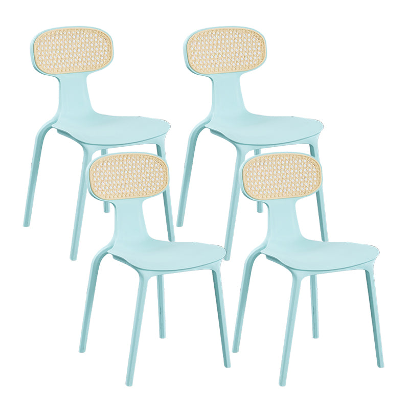 Contemporary Slat Back Plastic Armless Dining Chairs(Set of 4/8)