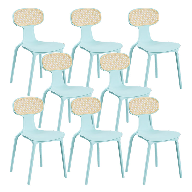 Contemporary Slat Back Plastic Armless Dining Chairs(Set of 4/8)