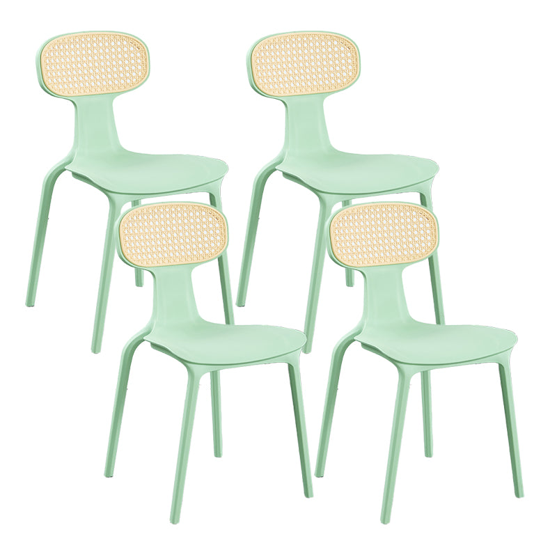 Contemporary Slat Back Plastic Armless Dining Chairs(Set of 4/8)