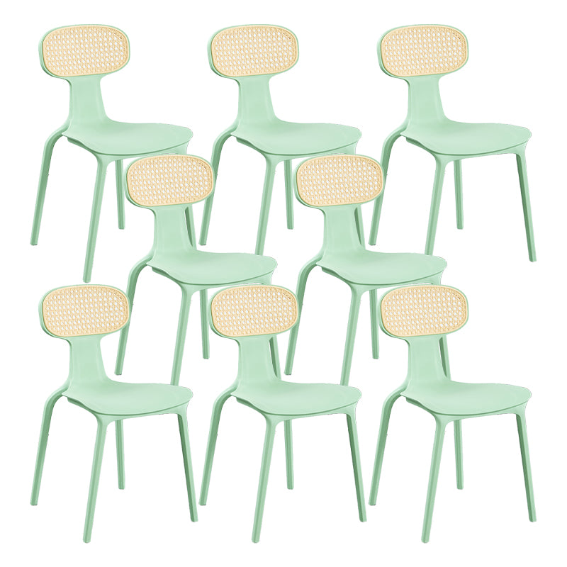 Contemporary Slat Back Plastic Armless Dining Chairs(Set of 4/8)