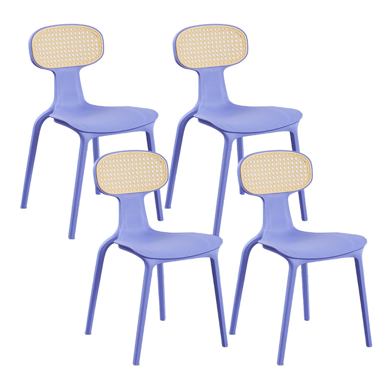 Contemporary Slat Back Plastic Armless Dining Chairs(Set of 4/8)