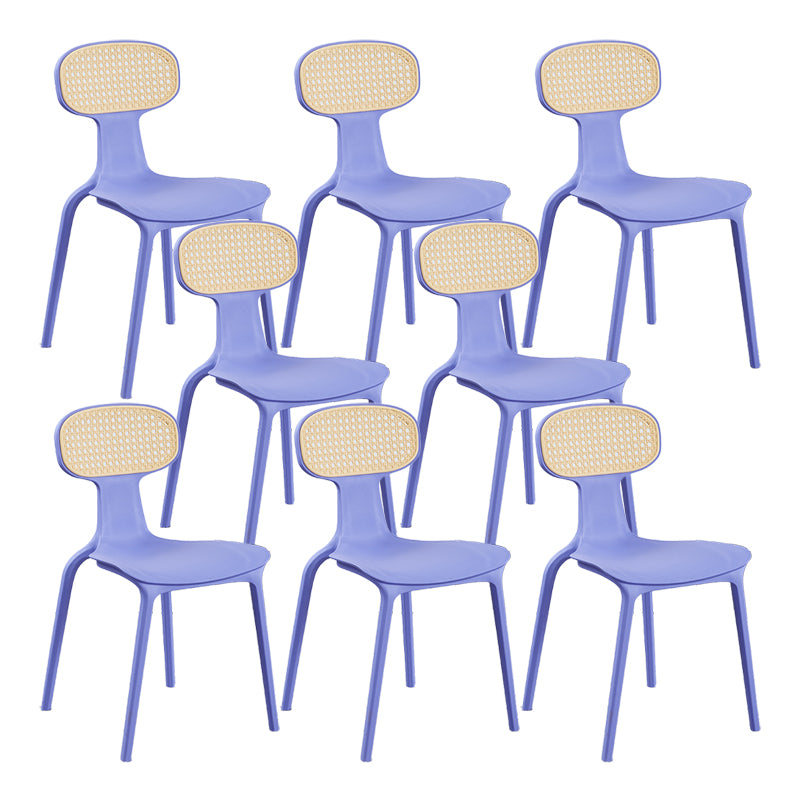 Contemporary Slat Back Plastic Armless Dining Chairs(Set of 4/8)