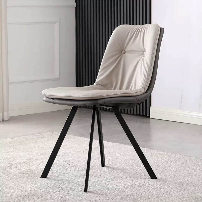 Contemporary Style Upholstered Dining Side Chair with Metal Base