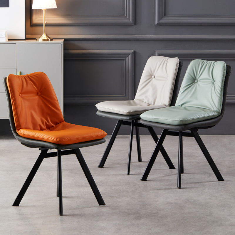 Contemporary Style Upholstered Dining Side Chair with Metal Base