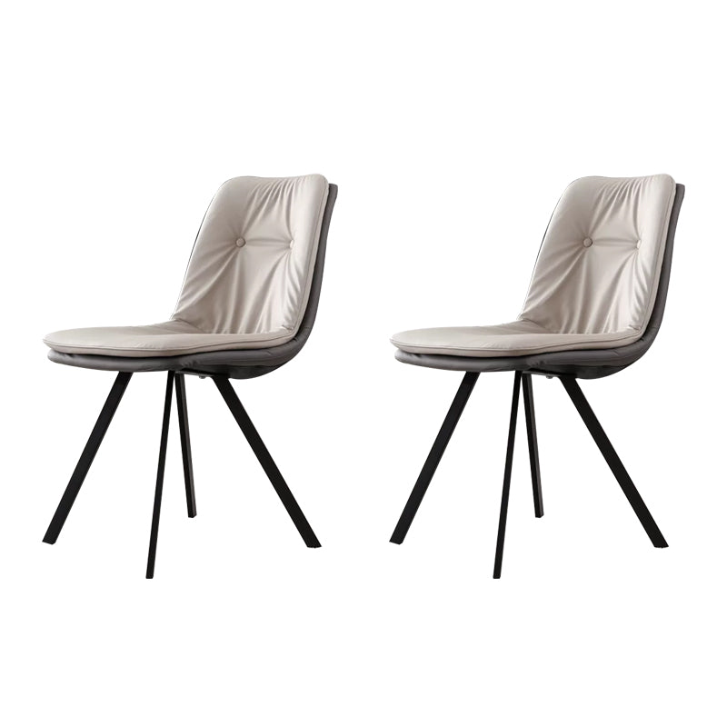 Contemporary Style Upholstered Dining Side Chair with Metal Base