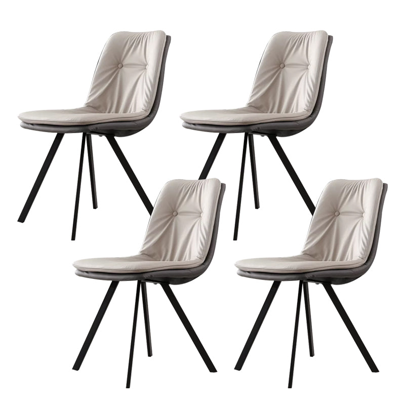 Contemporary Style Upholstered Dining Side Chair with Metal Base