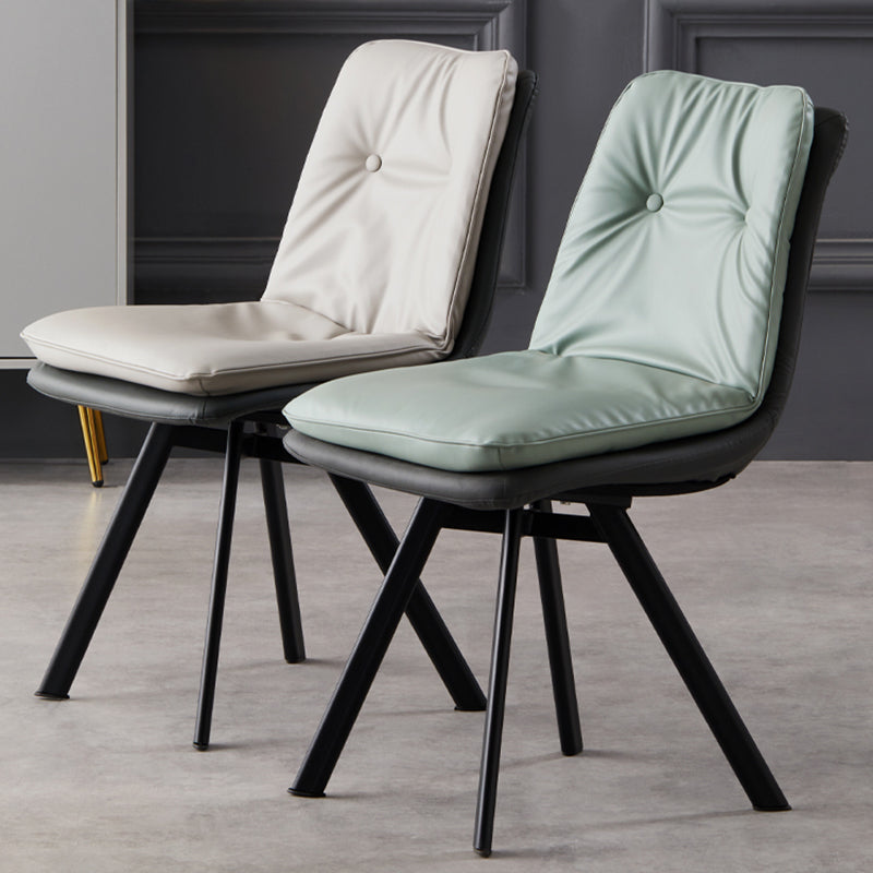 Contemporary Style Upholstered Dining Side Chair with Metal Base