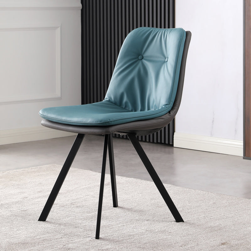 Contemporary Style Upholstered Dining Side Chair with Metal Base