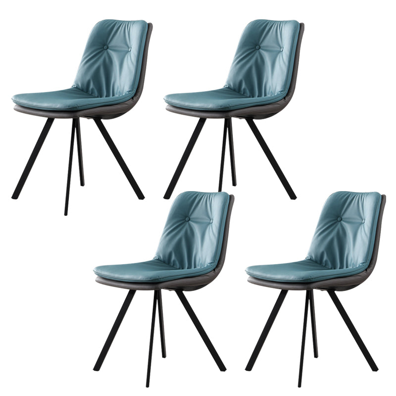 Contemporary Style Upholstered Dining Side Chair with Metal Base