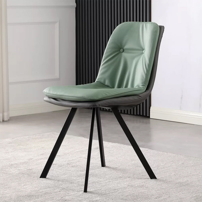 Contemporary Style Upholstered Dining Side Chair with Metal Base