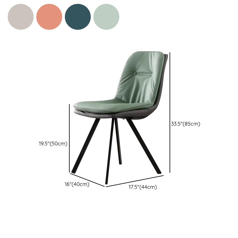 Contemporary Style Upholstered Dining Side Chair with Metal Base