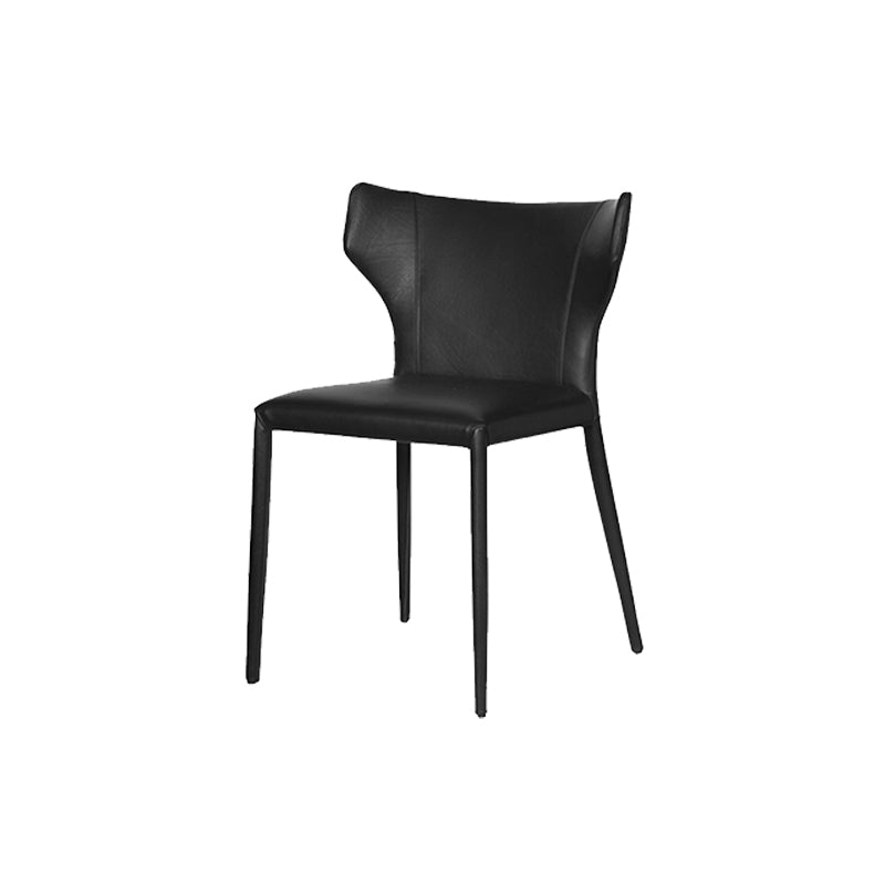 Modern Matte Finish Leather Side Chair with Wingback for Dining Room