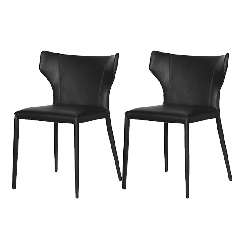 Modern Matte Finish Leather Side Chair with Wingback for Dining Room