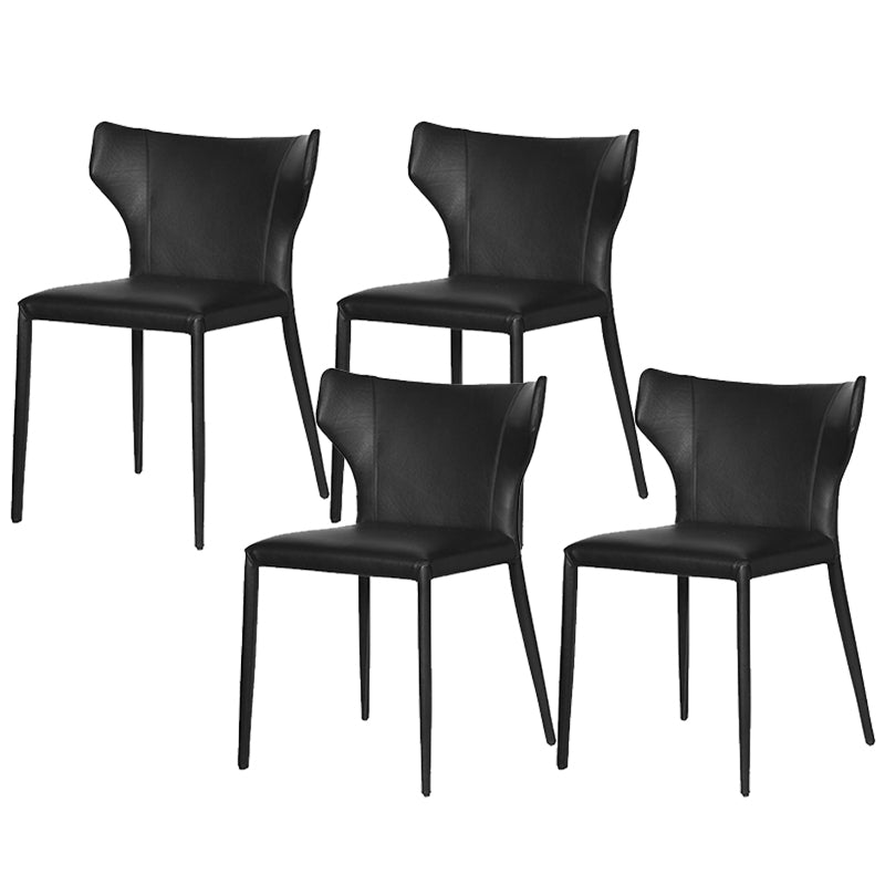 Modern Matte Finish Leather Side Chair with Wingback for Dining Room