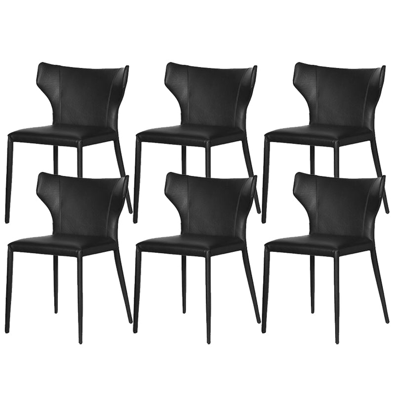 Modern Matte Finish Leather Side Chair with Wingback for Dining Room