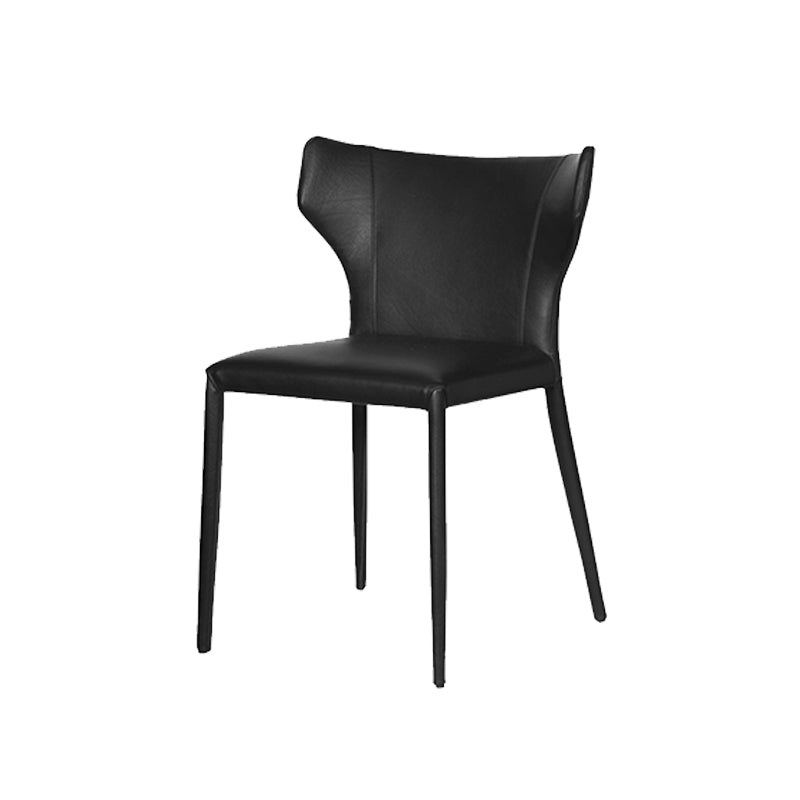 Modern Matte Finish Leather Side Chair with Wingback for Dining Room