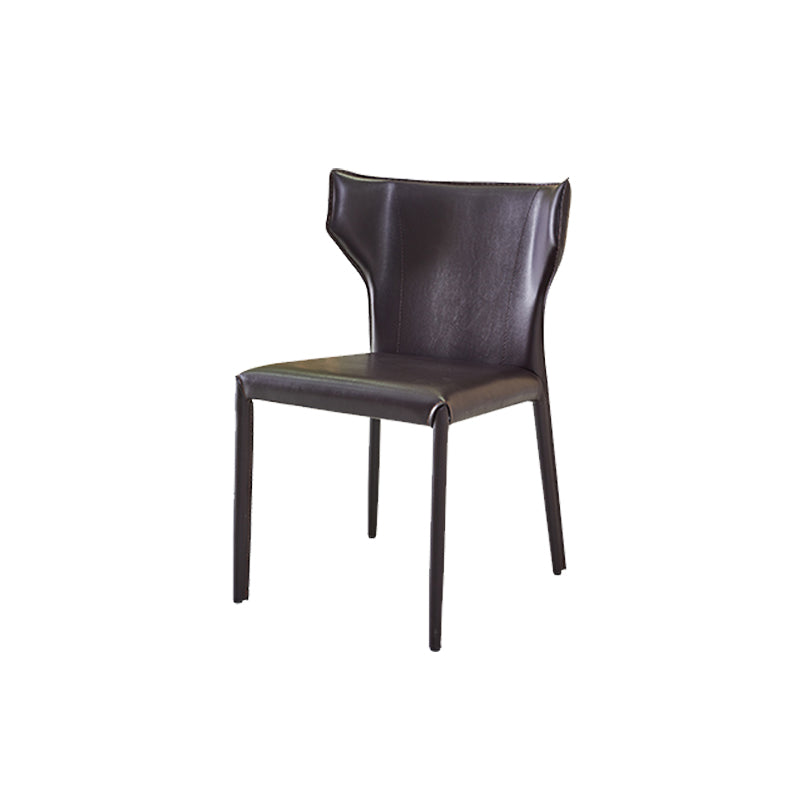 Modern Matte Finish Leather Side Chair with Wingback for Dining Room