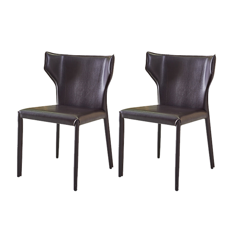 Modern Matte Finish Leather Side Chair with Wingback for Dining Room