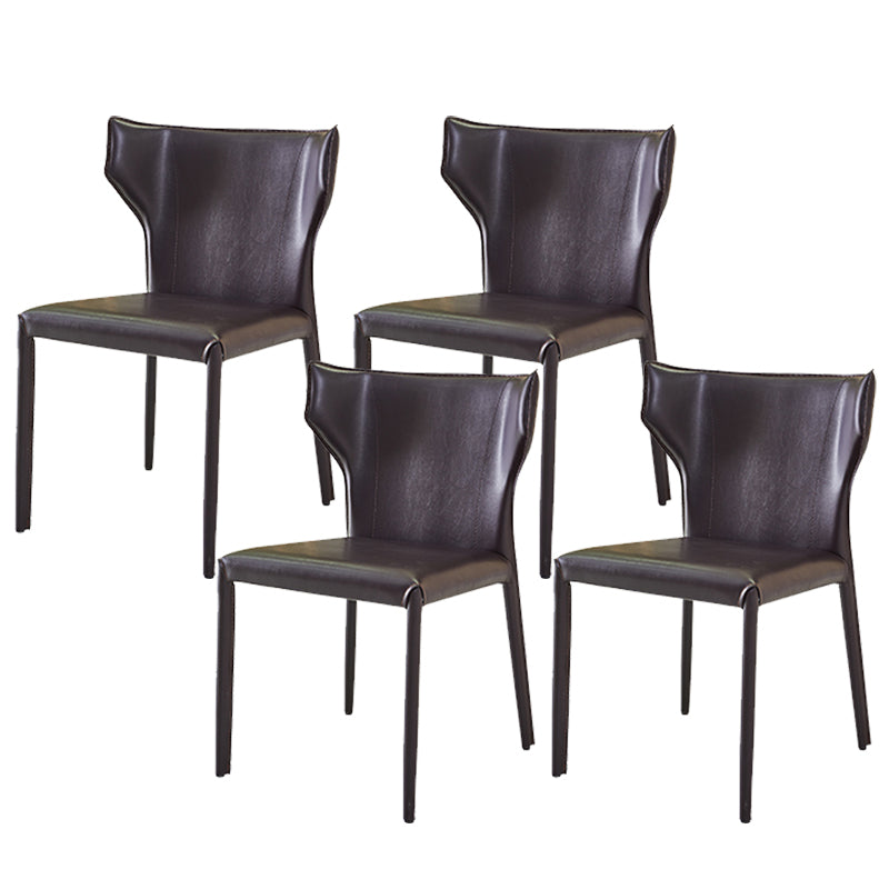 Modern Matte Finish Leather Side Chair with Wingback for Dining Room