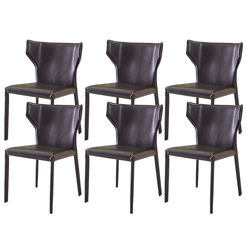 Modern Matte Finish Leather Side Chair with Wingback for Dining Room