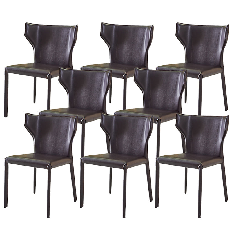 Modern Matte Finish Leather Side Chair with Wingback for Dining Room