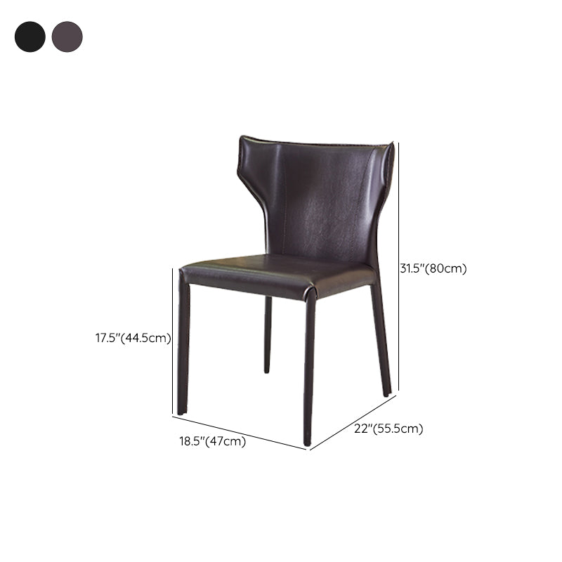 Modern Matte Finish Leather Side Chair with Wingback for Dining Room