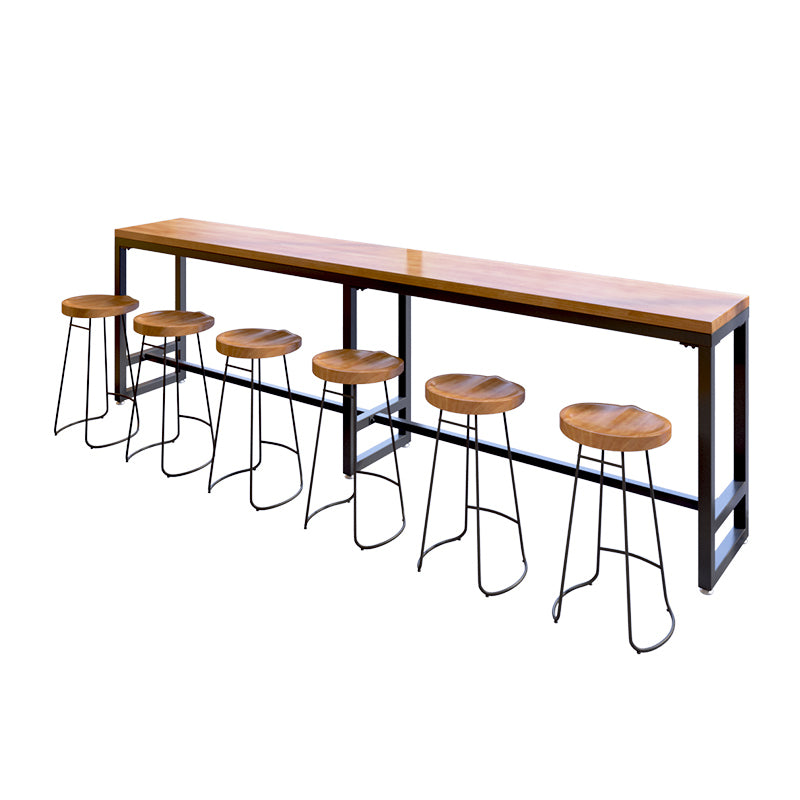 Contemporary Style 2/4/7 Pieces Solid Wood Rectangular Bar Table Set for Indoor