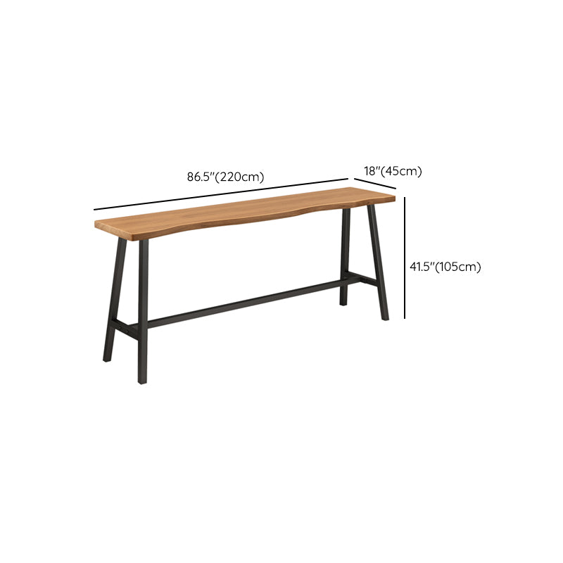 Contemporary Solid Wood Top Oval Trestle Bar Dining Table for Living Room