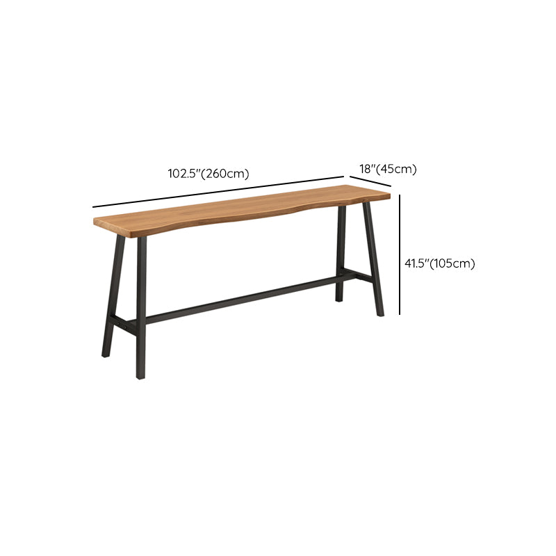 Contemporary Solid Wood Top Oval Trestle Bar Dining Table for Living Room