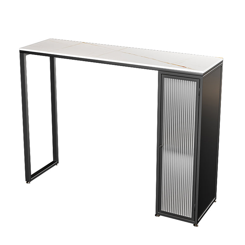 Modern Style Sintered Stone Top Rectangle Bar Dining Table with Storage