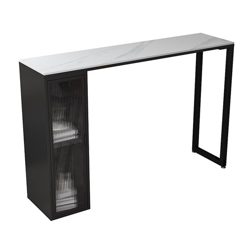 Modern Sintered Stone Top Rectangle Bar Dining Table with Storage