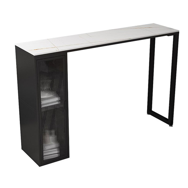 Modern Sintered Stone Top Rectangle Bar Dining Table with Storage