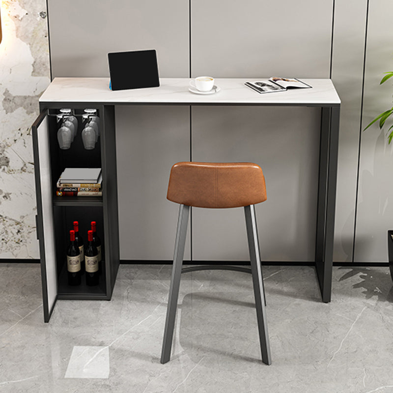 Modern Sintered Stone Top Rectangle Bar Dining Table with Storage