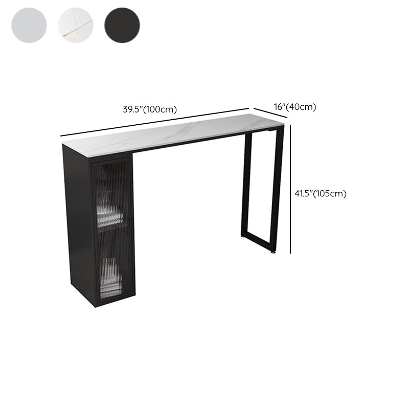 Modern Sintered Stone Top Rectangle Bar Dining Table with Storage