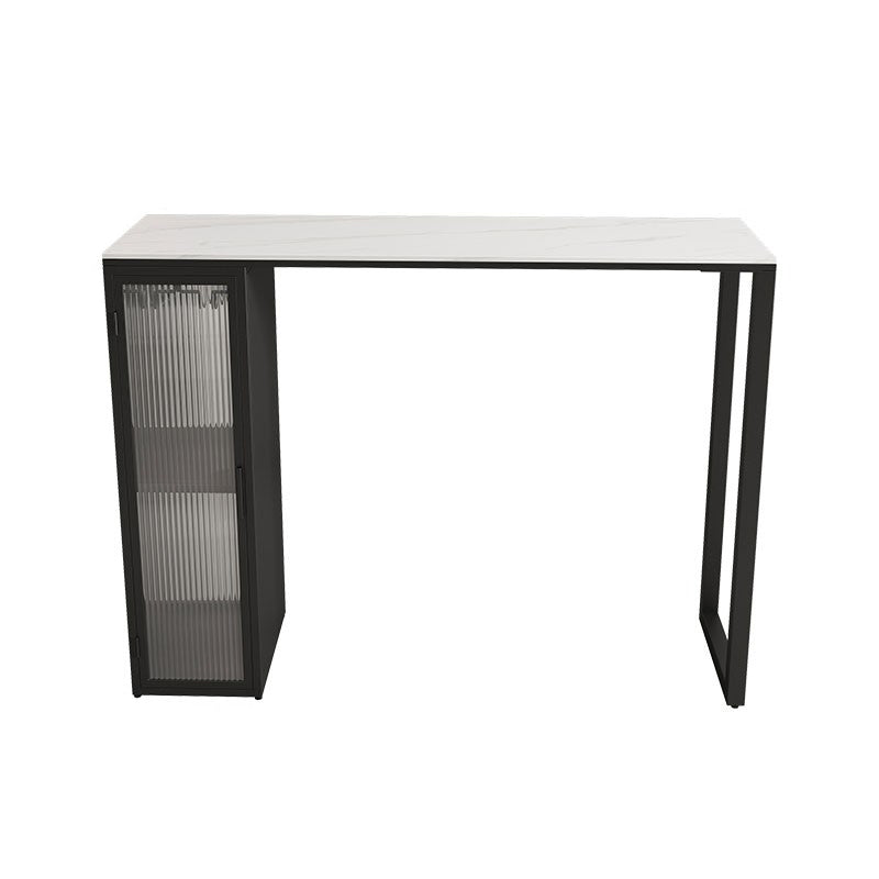 Contemporary Sintered Stone Top Rectangle Bar Dining Table with Storage