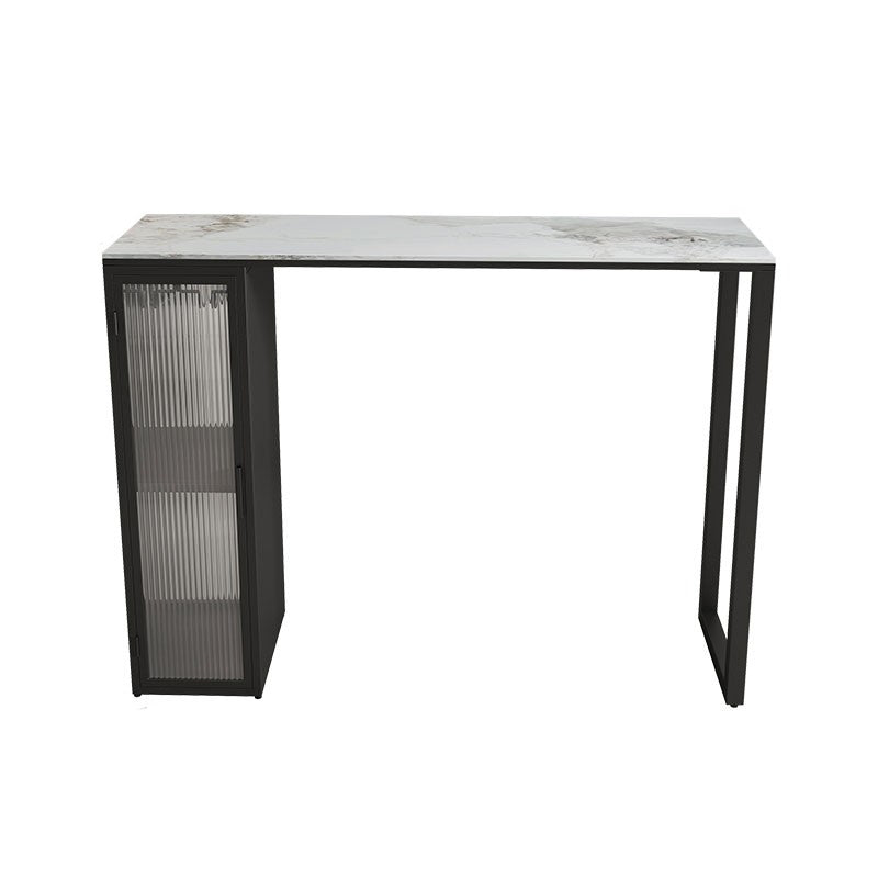 Contemporary Sintered Stone Top Rectangle Bar Dining Table with Storage