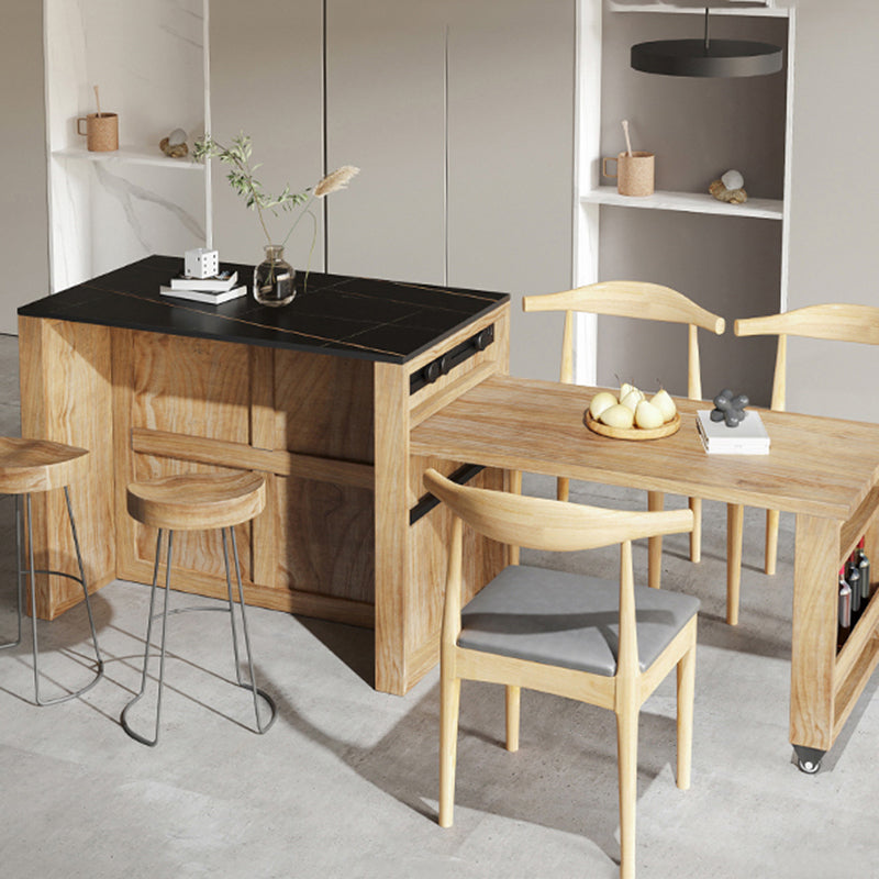 Modern White Stone Rectangular Kitchen Island Table with 6 Drawers