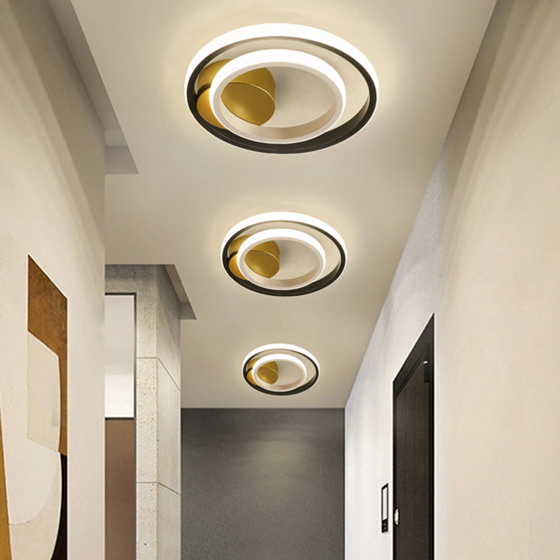 Rotondo bianco e nero / Square Ring Flushmount Minimalist LED Acrilico Flush Montaggio Soffitto Luce Fissaggio