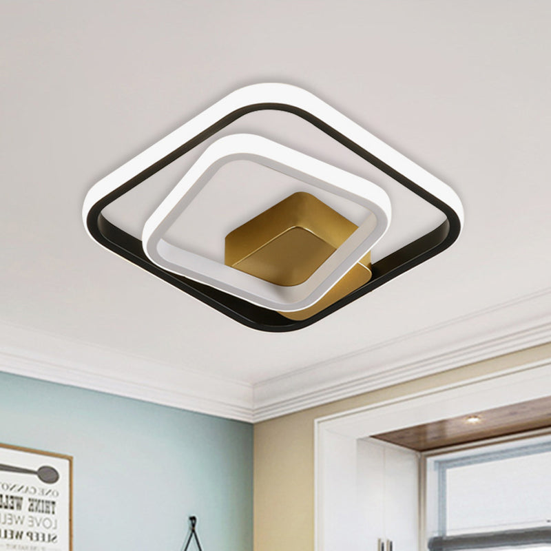 Witte en Zwarte Ronde/Vierkante Ring Flushmount Minimalistische LED Acryl Flush Mount Plafond Lamp