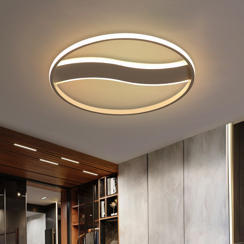 Wave and Ring Flushmount Acrylique moderne 16"/19,5"/23,5" Dia LED Luminaire encastré blanc en lumière blanche/chaude