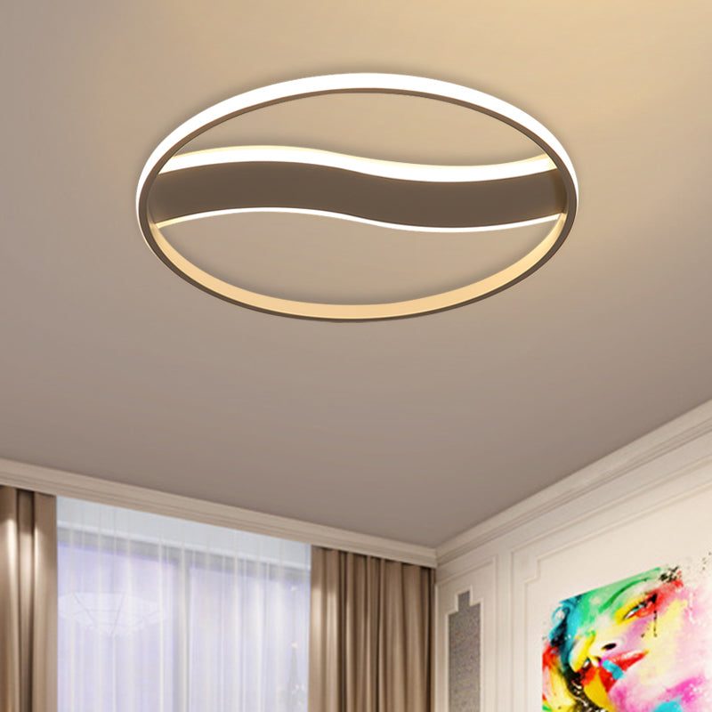 Wave and Ring Flushmount Acrylique moderne 16"/19,5"/23,5" Dia LED Luminaire encastré blanc en lumière blanche/chaude