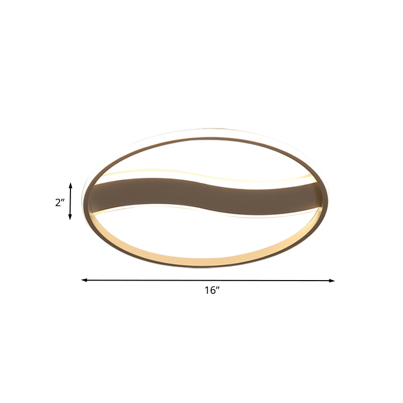 Wave and Ring Flushmount Acrílico moderno 16"/19.5"/23.5" Dia LED Accesorio de montaje empotrado blanco en luz blanca/cálida