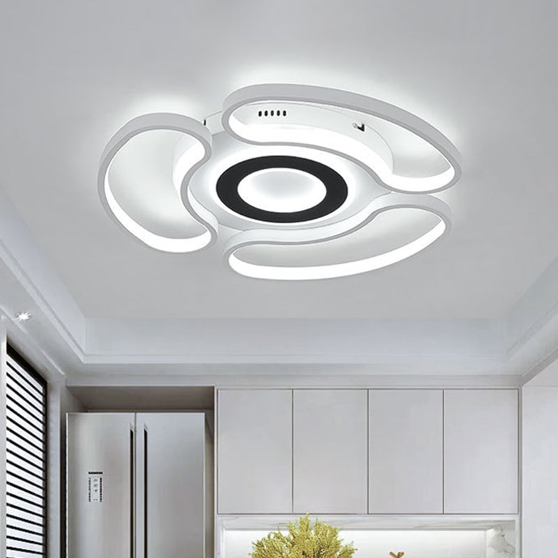 Acrylic Arc-Loop Flush Mount Fixture Modern LED Ceiling Flush in White for Bedroom, Warm/White Light