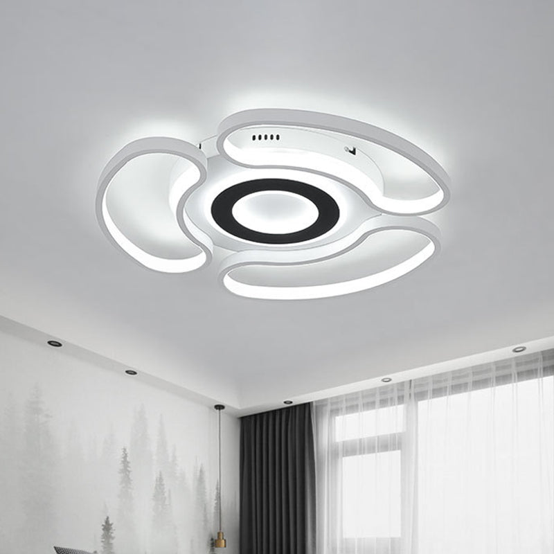 Acrylic Arc-Loop Flush Mount Fixture Modern LED Ceiling Flush in White for Bedroom, Warm/White Light