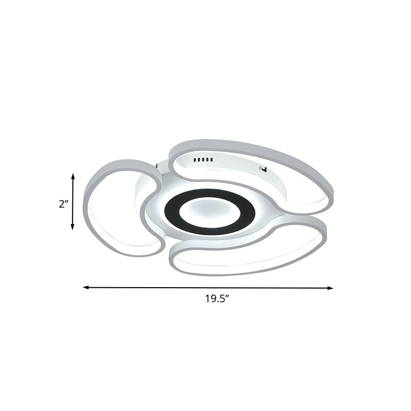 Acrylic Arc-Loop Flush Mount Fixture Modern LED Ceiling Flush in White for Bedroom, Warm/White Light