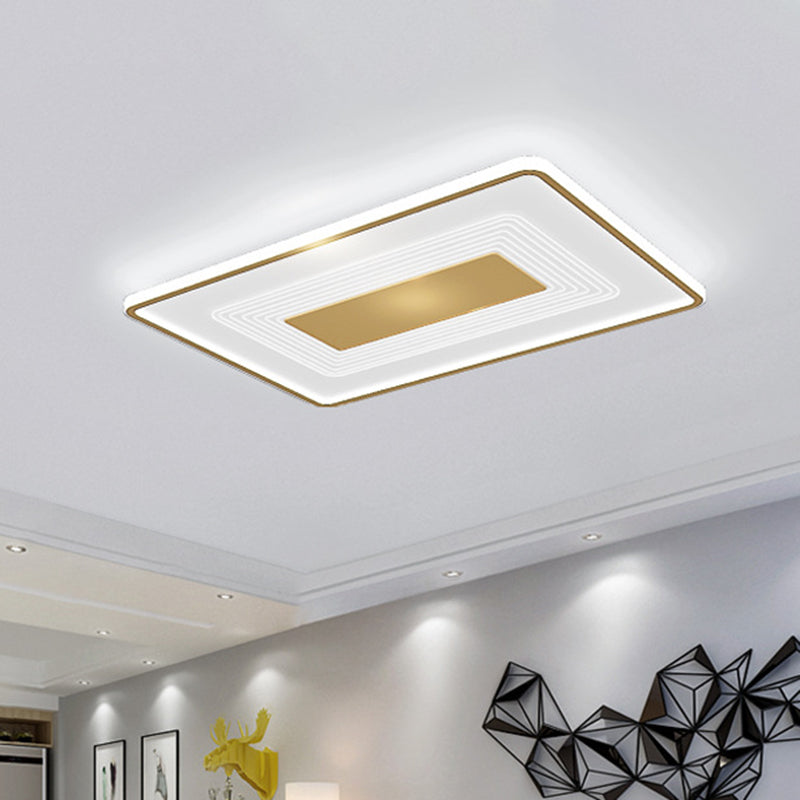 16"/35.5" L Square/Rectangle Flushmount Modern Acrylic Living Room LED Flush Light in Gold, White/Warm Light